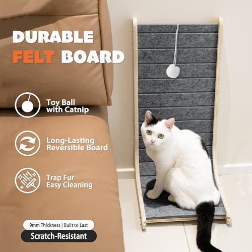 PETKARAY Felt Cat Scratcher, Vertical Cat Scratching Carpet, Scratch Resistant - Image 3