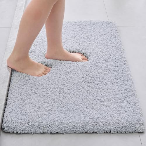 Disolla Silver Grey Bathroom Rugs 20x32, Non-Slip Plush Thick Bath Mat by Disolla
