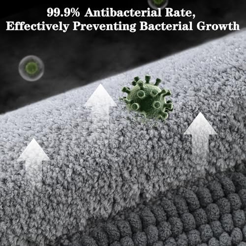 Kmson Ombre Chenille Bathroom Rugs, Ultra Soft Washable Shaggy Bath Rugs - Image 6