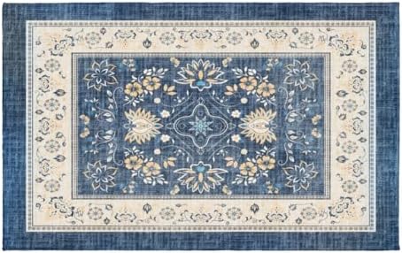 Giwawa Blue Boho Bath Rug Ethnic Floral Bathroom Mat Soft Quick Dry Bath Carpet by Giwawa