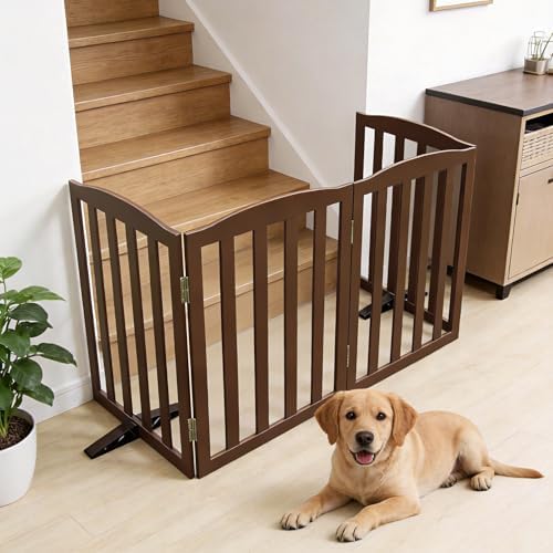 Freestanding Dog Gate Indoor, Doggie Gate Foldable Pet Gates - Image 3