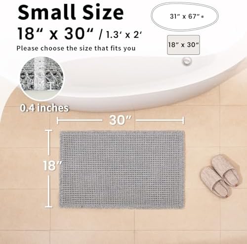 Waffle Bath Mat, Boho Bathroom Rugs Non Slip Washable - Image 2