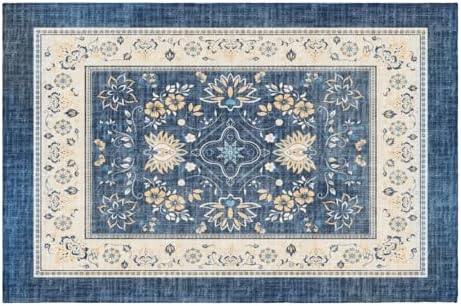 Giwawa Blue Boho Bath Rug Ethnic Floral Bathroom Mat Soft Quick Dry Bath Carpet by Giwawa