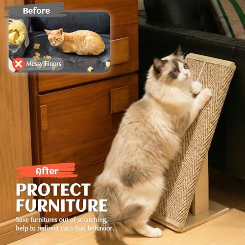PETKARAY Inclined Cat Scratcher Ramp, 24.8'' Sisal Cat Scratcher - Image 5