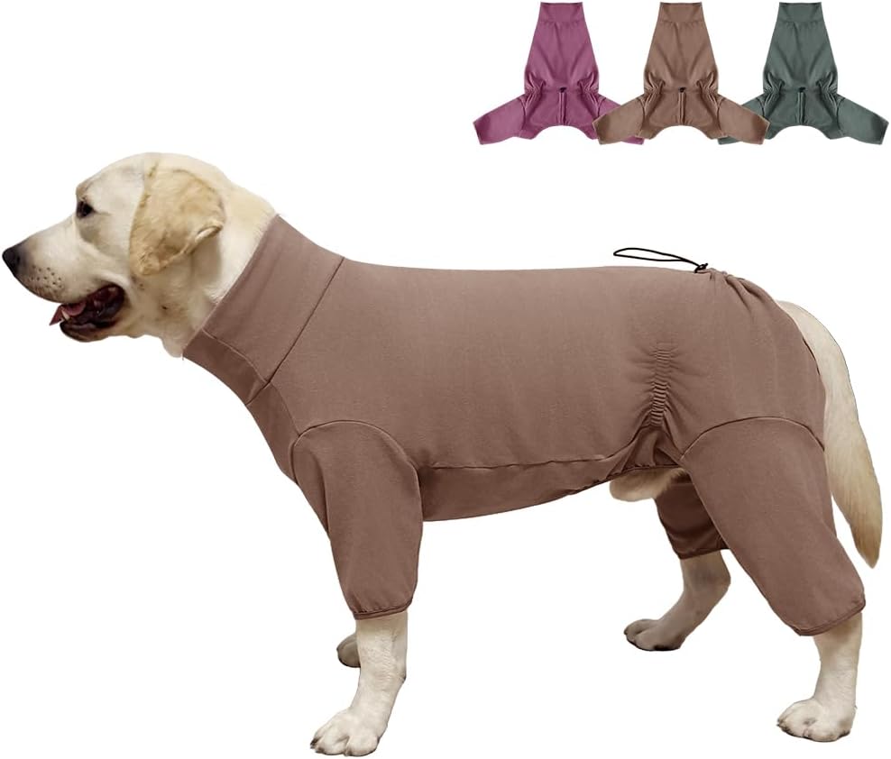 Dog Pyjamas PJS Sweater Clothing and Home Clothing Suitable for Medium to Large Breeds of Dogs, Dog Neutering Suits, Extra-Large Stretch Fabric, Four-Legged Clothe (Thickened Coffee, 4XL)