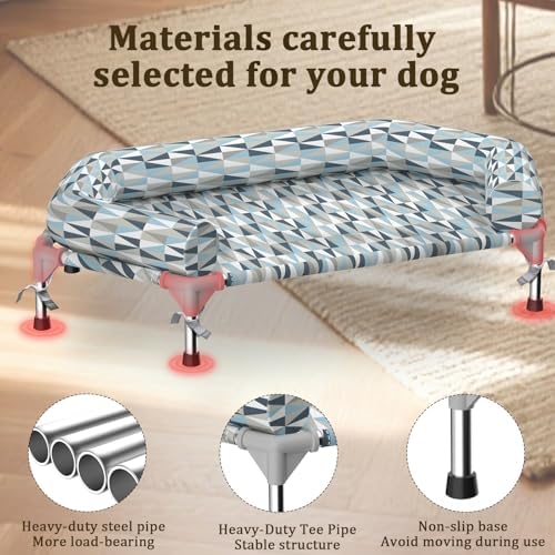 Elevated Dog Bed with Bolster, Raised Cooling Orthopedic Dogs Cot Medium - Image 5