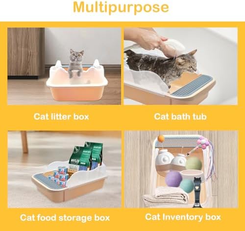 Open Cat Litter Box with High Side, Anti-Splashing Cats Litters Pan, Kitten - Image 2