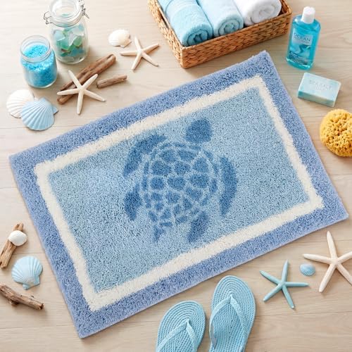 Boao Ocean Turtle Bath Mat Tufted Non-Slip Absorbent, 24 x16 Inches - Image 3