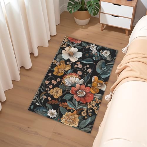 Giwawa Vintage Floral Bath Rug Boho Flower Bathroom Mat Soft Quick Dry Non Slip - Image 6