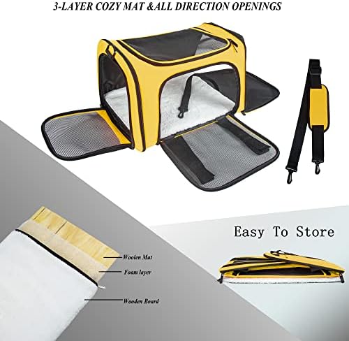 Soft Sided Carrier for Small Medium Cats Dogs, TSA Airline Approved Collapsible - Image 5