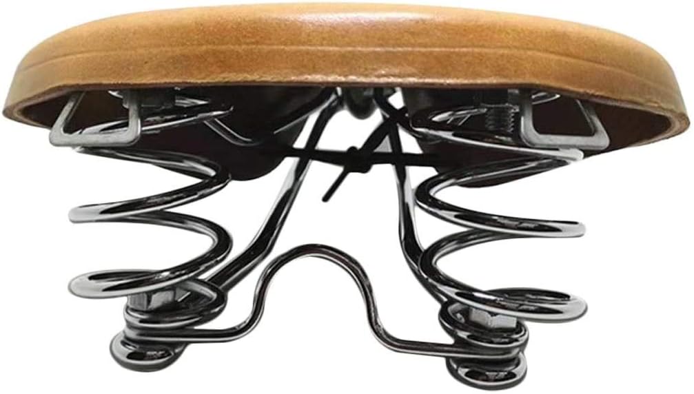 UNISTRENGH English Vintage Bicycle Saddle Touring City Saddle Comfortable Comfort Leather Bicycle Seat with Spring Rivets for Women Men