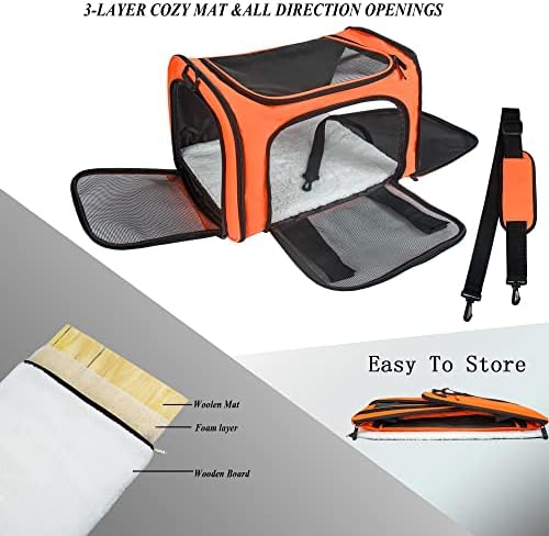Soft Sided Carrier for Small Medium Cats Dogs, TSA Airline Approved Collapsible - Image 5