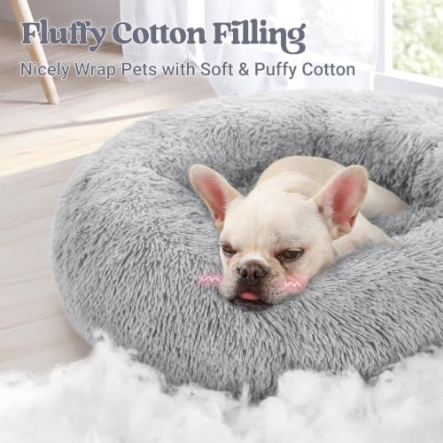 rabbitgoo Calming Cat Beds for Indoor Cats, 23 inches, Light Grey - Image 3