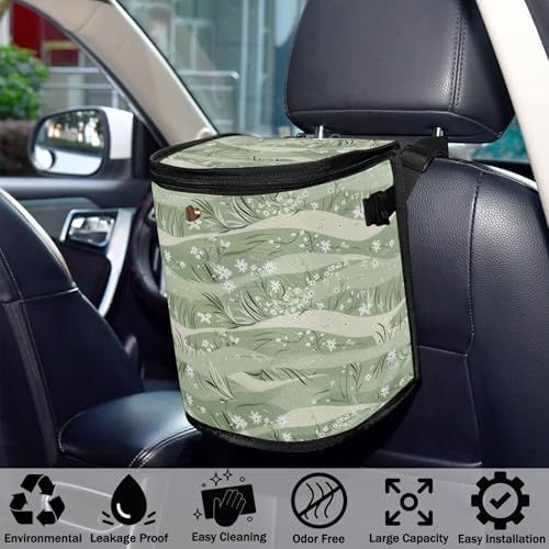 Car Trash Can Sage Florals Green Car Garbage Bag - Image 5
