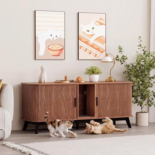Cat Litter Box Furniture for 2 Cats by STMHOM