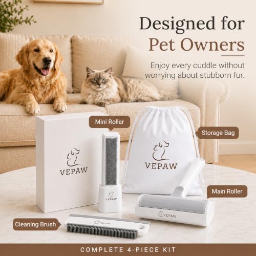 Pet hair Remover kit for Dogs & Cats, Reusable Roller & Detail Brush - Image 2