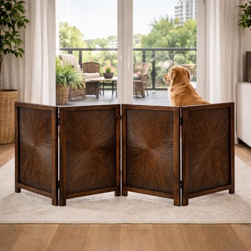 Freestanding Pet Gate, 4-Panel Folding, 56x28 in - Image 4