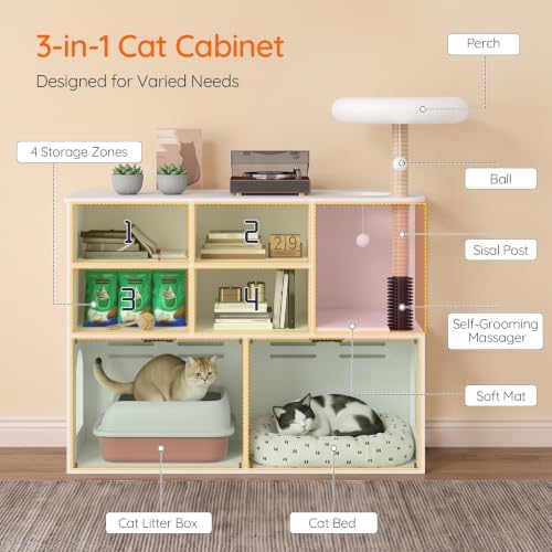 HOOBRO Double Cat Litter Box Enclosure, Hidden Cat Cabinet - Image 5