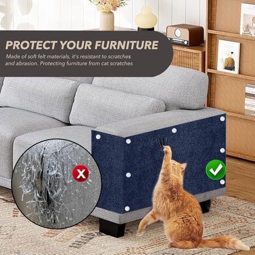 78.7"x15.8" DIY Cat Scratch Furniture Protector, Self-Adhesive, Dark Blue - Image 3