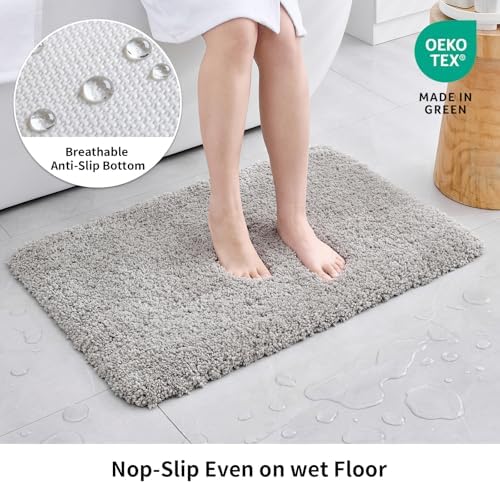 Disolla Gray Bathroom Runner Rug 24x59, Non-Slip Soft Plush Large Bath Mat - Image 3