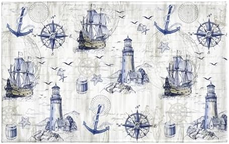 Giwawa Nautical Anchor Bath Rug Sailboat Lighthouse Soft Doormat Non Slip by Giwawa