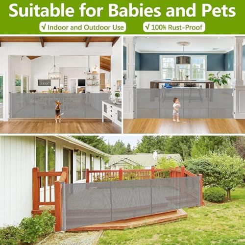 Reinforced 42" Tall Pet Gate 155" Extra Wide Retractable Baby Gate - Image 5