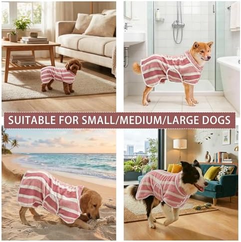 Fast‑Drying Dog Bathrobe, Absorbent Striped Pet Towel - Image 3