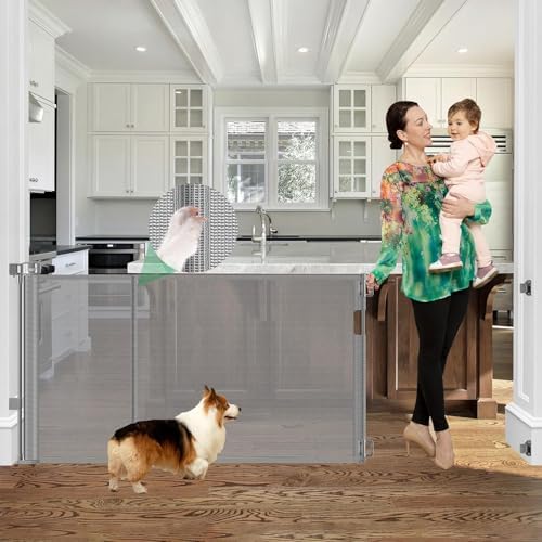 Upgraded 60" Wide Retractable Dog Gate by BabyPetSafetyGate