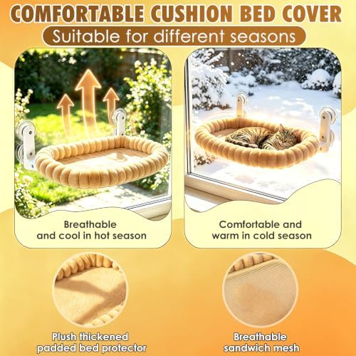 IPOW Cat Window Perch Cordless Foldable Cat Hammock Bed - Image 4