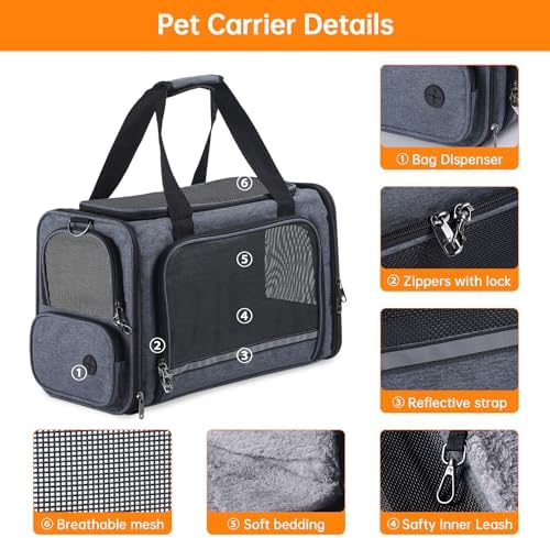 Cat Carrier Pet Travel Carrier by Airplane Approved Under seat, TSA Airline - Image 4