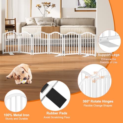 Snughome Short Dog Gate Indoor, Expands Up to 72’’ Wide Foldable Pet Gate - Image 5