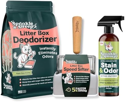 Sprinkle & Sweep: Litter Box Deodorizer Bundle: 8oz Bag, Speed Sifter, 24oz by SprinkleSweep
