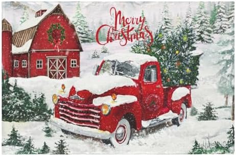Giwawa Red Truck Bath Rug Winter Pine Tree Bathtub Mats 24X35 Inch Non Slip by Giwawa