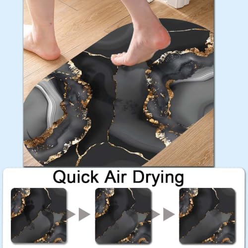 Black Agate Gray Marble Super Absorbent Quick-Drying Bathroom Mat Rug, Rubber - Image 5