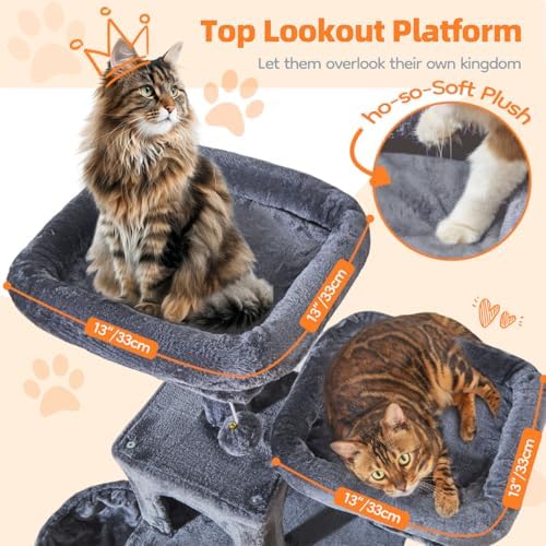 Taoqimiao Large Cat Tree, 73 in Tall Cat Tower - Image 4
