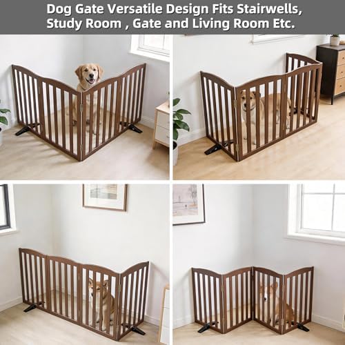 Freestanding Dog Gate Indoor, Doggie Gate Foldable Pet Gates - Image 4