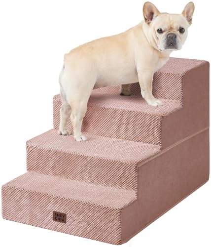 EHEYCIGA Dog Stairs for Bed 20" H, 4-Step Extra Wide Dog Steps by EHEYCIGA