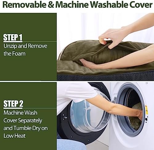 Orthopedic Washable Dog Bed for Large Dogs, Dark Green - Image 5