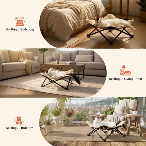 PETKARAY Foldable Cat Hammock Bed, Elevated Sisal Scratching Lounge - Image 6
