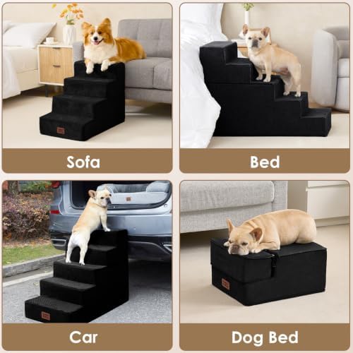 EHEYCIGA Dog Stairs 13.5" H, 3-Step Extra Wide Dog Steps - Image 7