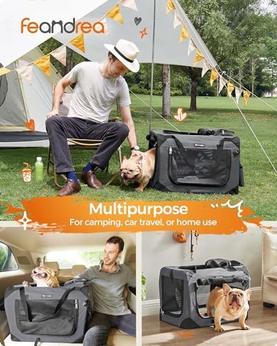 Feandrea Collapsible Soft Dog Crate, Portable Travel Carrier, 24 Inches - Image 2