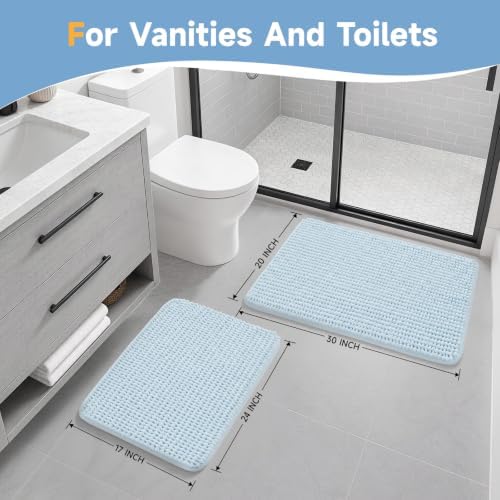 Ophanie Blue Bathroom Rugs Sets 2 Piece, Soft Chenille Bath Mat, Non Slip - Image 4