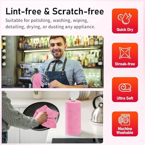 Microfiber Cleaning Cloth, 150 Sheets Tear Away Shop Towels, Reusable Washable - Image 3