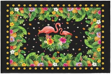 Giwawa Tropical Flamingo Bath Rug Palm Leaves Bathtub Mat Soft Absorbent Non by Giwawa