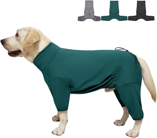 Dog Pyjamas PJS Sweater Clothes and Home Clothing Suitable for Medium to Large Breeds of Dogs, Dog Neutering Suits, Extra-Large Stretch Fabric, Four-Legged Clothes(Thin Dark Green, 3XL)