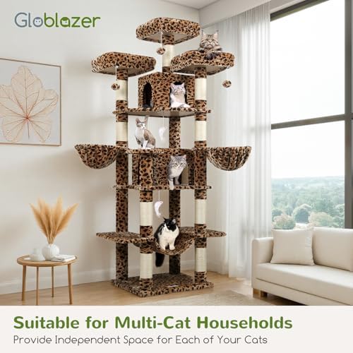 Globlazer Big XXL Cat Tower for Indoor Multiple Cats, Leopard Print - Image 5