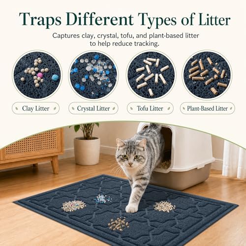 Yimobra Cat Litter Mat, Waterproof Litter Trap Mat, Dark Blue - Image 2