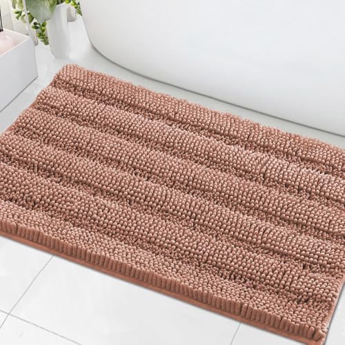 H.VERSAILTEX Bath Mats for Bathroom Non Slip Extra Thick Chenille Striped Bath by HVERSAILTEX