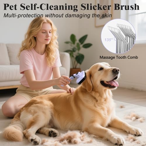 2PCS Self Cleaning Slicker Brush & Dog Comb - Image 2