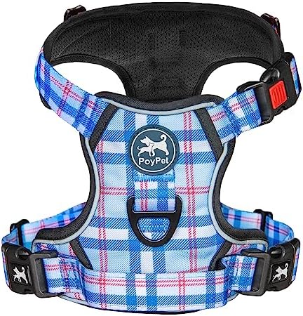 PoyPet Plaid Dog Harness Large, No Pull Vest by PoyPet